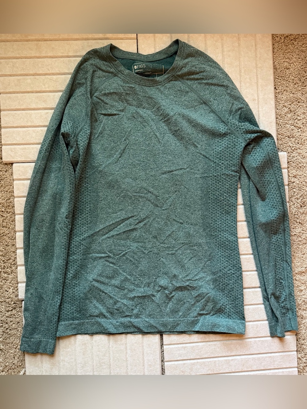 Figs Light Caribbean Blue Salta Seamless Longsleeve Underscrub Size M